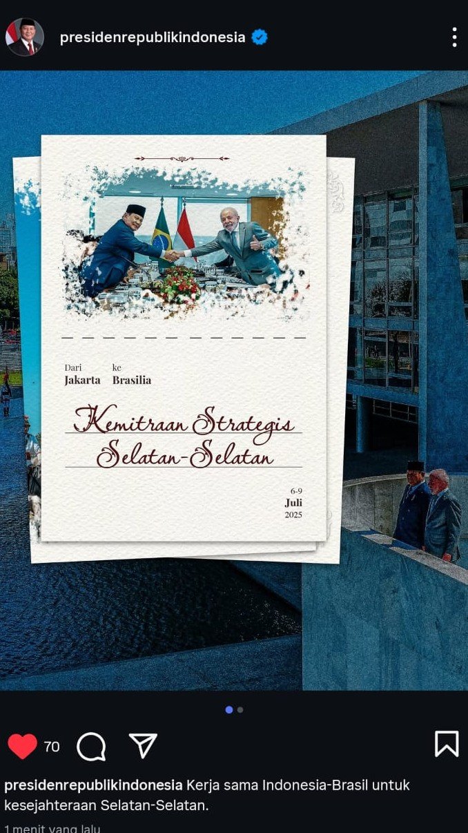 Postingan Instagram @presidenrepublikindoensia