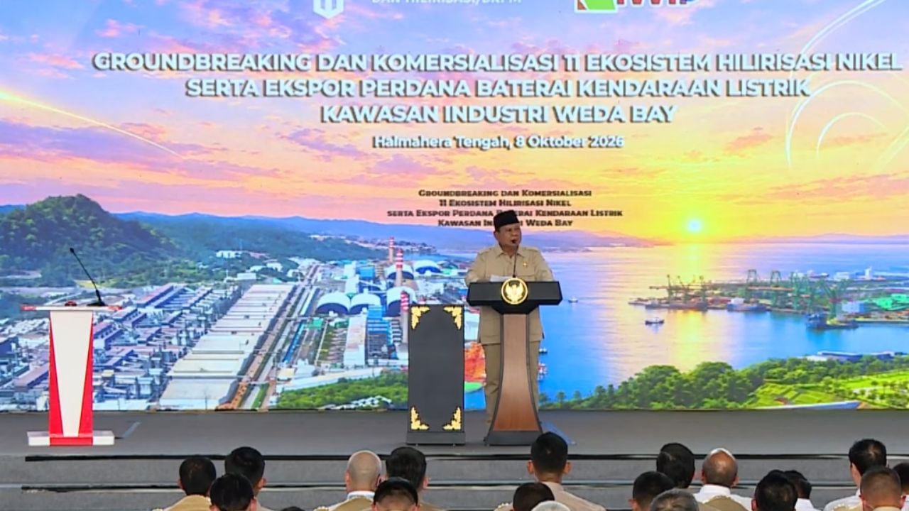 Prabowo Luncurkan Ekspor Perdana Baterai Kendaraan Listrik dan Proyek Hilirisasi Senilai Rp180 Triliun di Halmahera Tengah